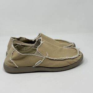 Crocs Santa Cruz Shoes Mens 10 Tan Brown Canvas Slip On Loafers Comfort Preppy
